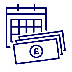 graphic of calendar and pile of money