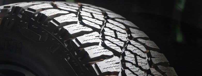 close up of a tyre with a rugged tread