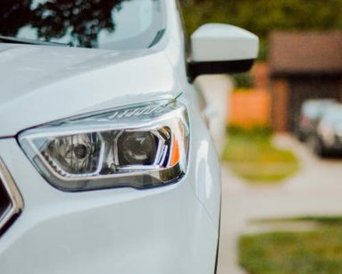 close up of car headlight