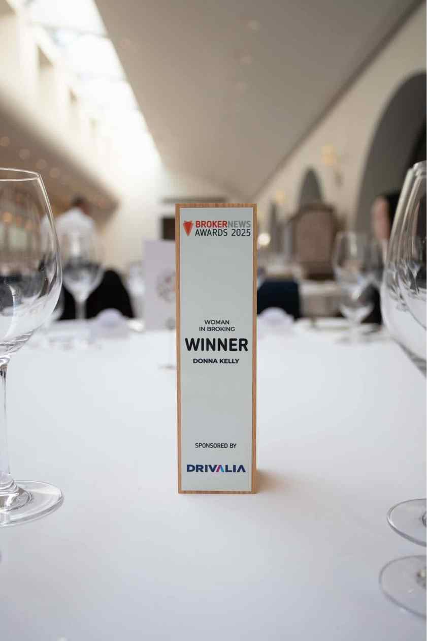Close up of woman in broking award