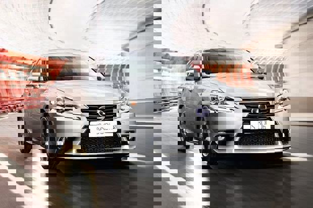 The front of a Silver Lexus IS 300h