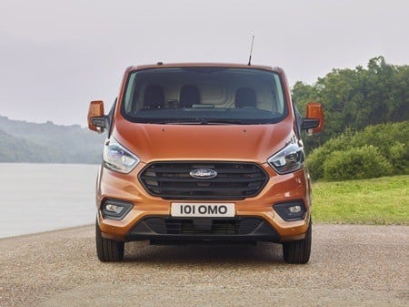 The new Ford Transit Custom commercial vehicle front view
