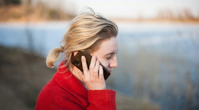 woman taking phone call