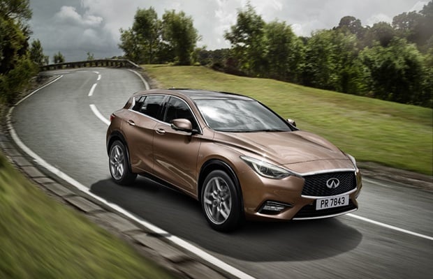 The side of a brown Infiniti Q30