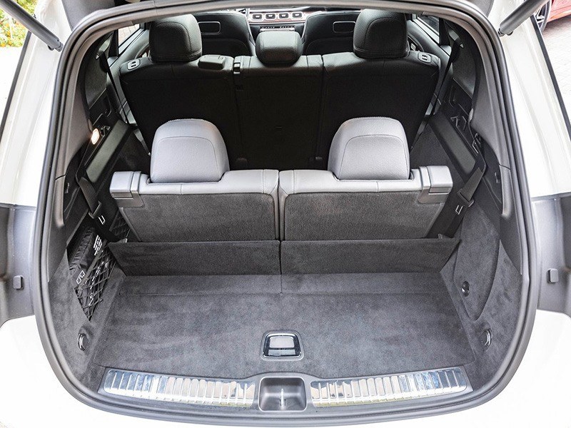 Boot of a white mercedes-benz gle estate 2021 with rear seats in place