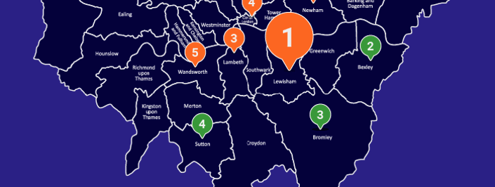 infographic of London boroughs with the most affordable homes with off-street parking