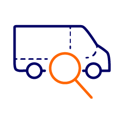 graphic of van with magnifying glass