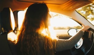 woman driving car