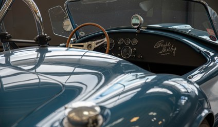 a close up of a car with a steering wheel