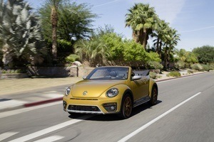 The new VW Beetle Dune Cabriolet on the road