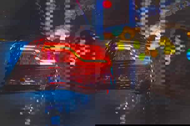Close up of car brake light.