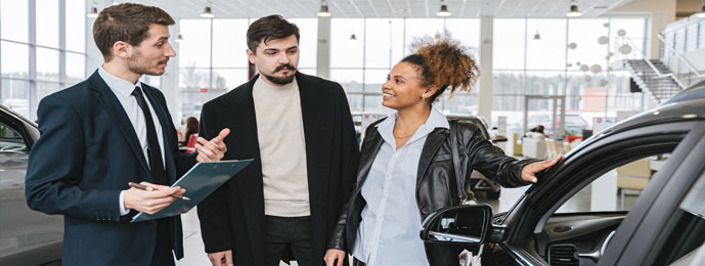 Looking around car showroom