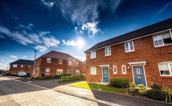 close up of houses on housing estate