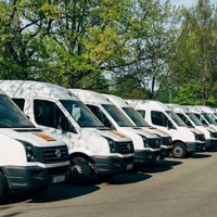 row of white vans