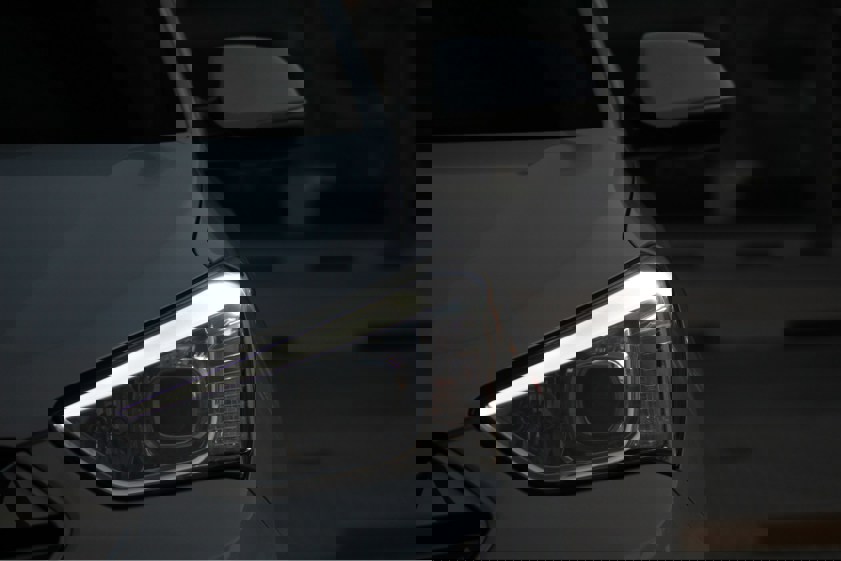 White car headlights
