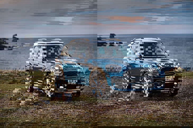 New MINI Countryman Front View on a hill