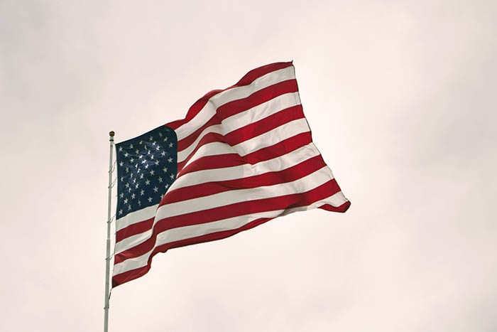 close up of USA flag