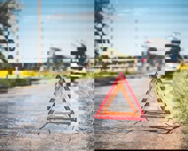 close up of breakdown warning triangle