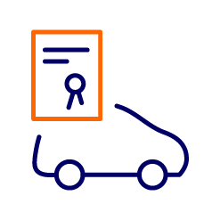 Cartoon car outline with document symbol