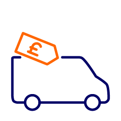 Cartoon van outline with price tag