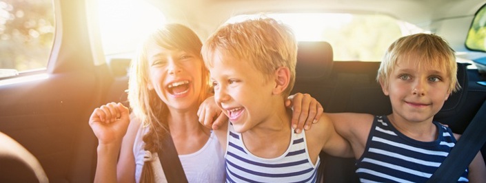 Children back of car