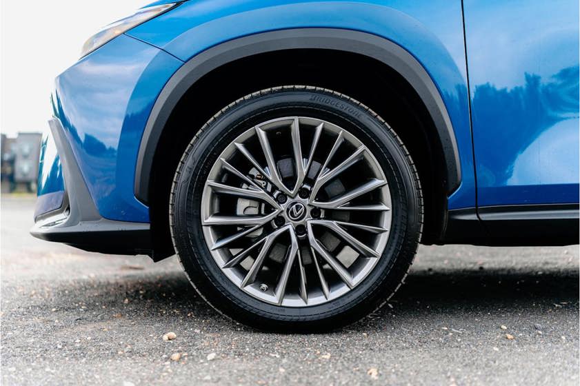 Blue car with silver alloy wheels