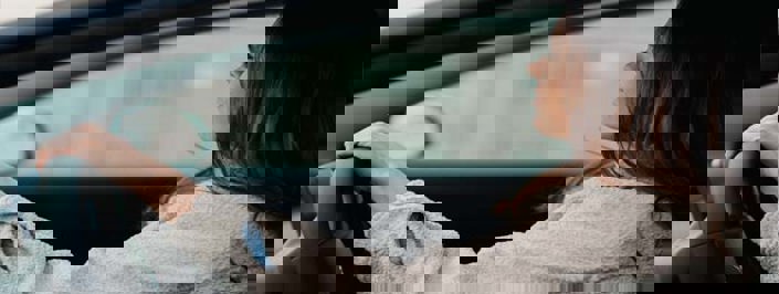 woman driving car