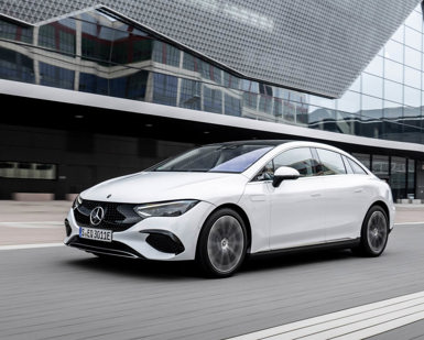 Mercedes-Benz EQE Saloon exterior in white