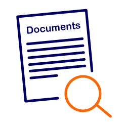 documents with magnifying glass
