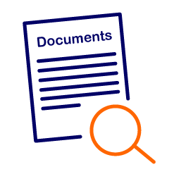 documents with magnifying glass