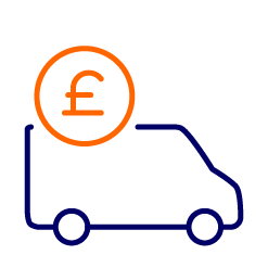 Cartoon van outline with pound symbol