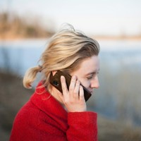woman taking a phone call