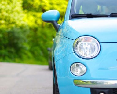 close up of fiat 500 headlight