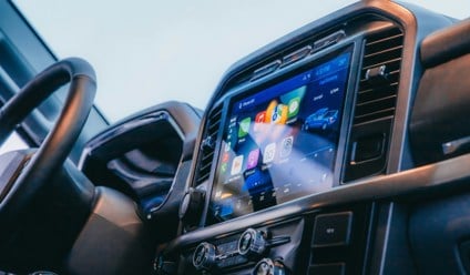 the dashboard of a vehicle with a touch screen