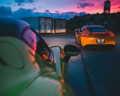 Two cars lined up