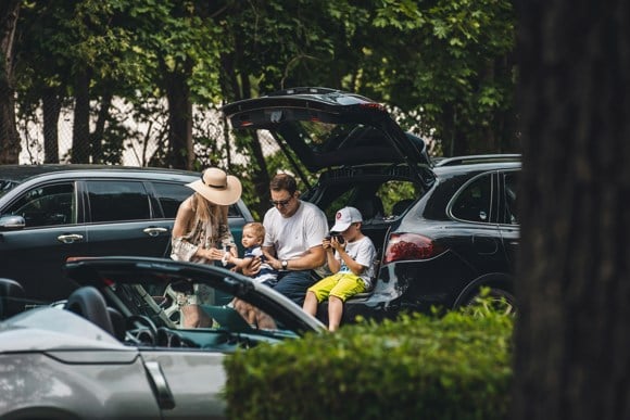 family with car