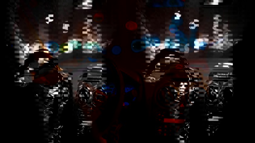 Person driving in the dark