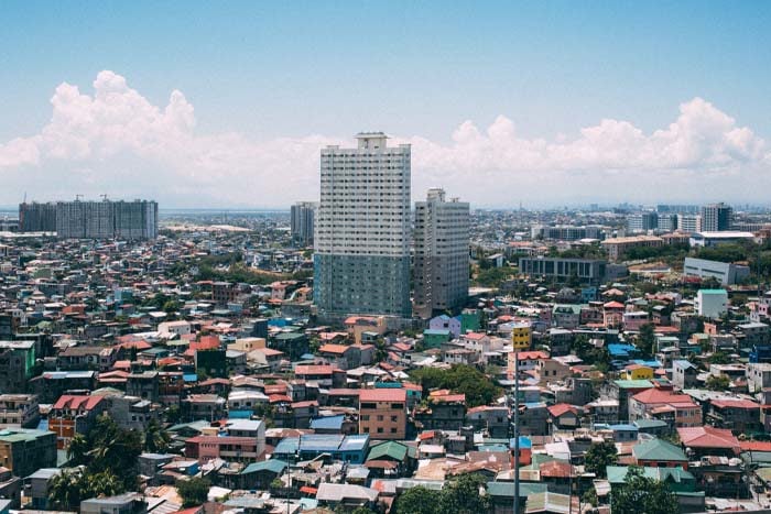 Manila city Landscape with a lot of tall buildings