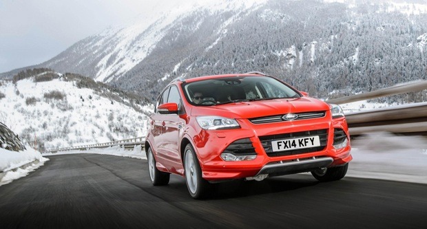 The Front of a Red Ford Kuga