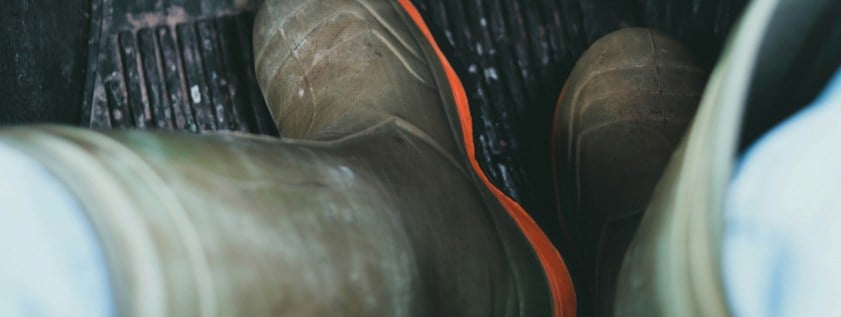 person wearing black leather shoes