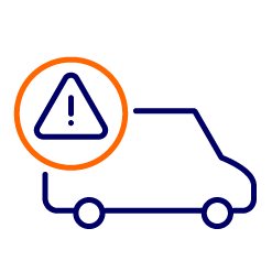 Van with warning triangle