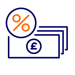 graphic of money and percentage sign