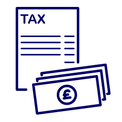 graphic of tax document and pile of money