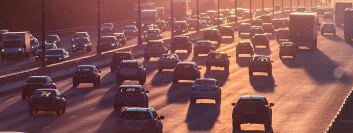 cars driving on a busy road