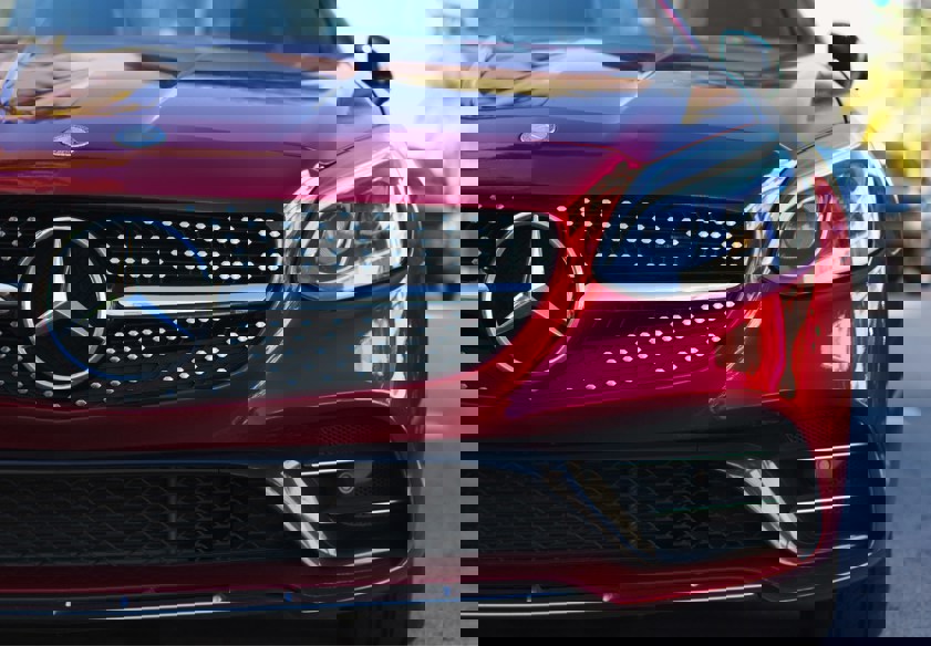 red mercedes-benz car