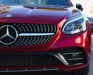 red mercedes-benz car