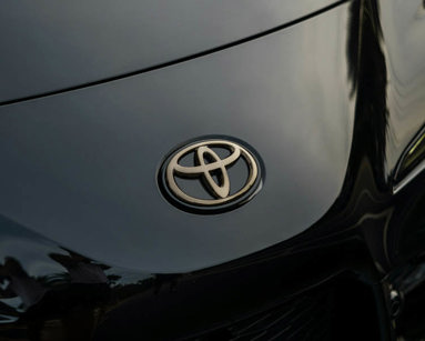Toyota logo on a black car