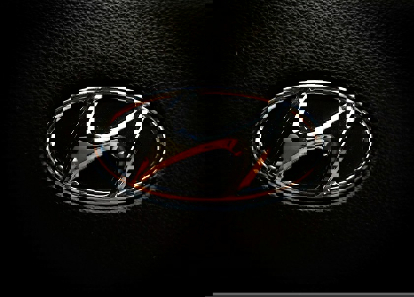 Hyundai badge on steering wheel
