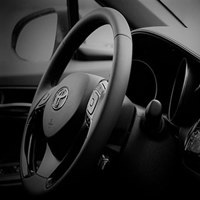 close up of car steering wheel