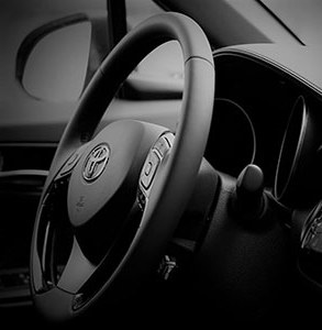 close up of car steering wheel